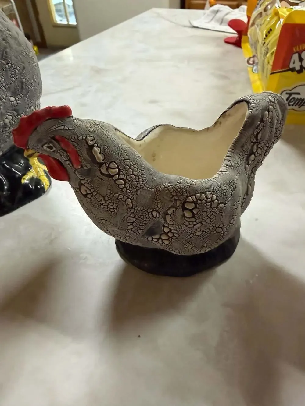 Vintage Applause Speckled Rooster & Hen Cream and Sugar Set